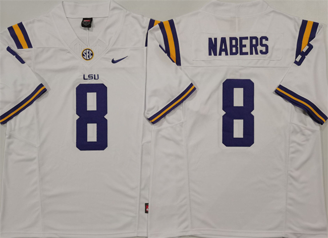 Personalized Men’s LSU Tigers #8 Malik Nabers White F.U.S.E. Stitched Jersey