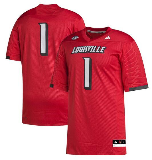 Personalized Men’s Louisville Cardinals #1 Red Stitched Football Jersey