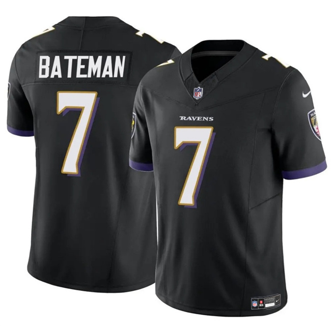 Personalized Men’s Baltimore Ravens #7 Rashod Bateman Black 2023 F.U.S.E Limited Football Jersey
