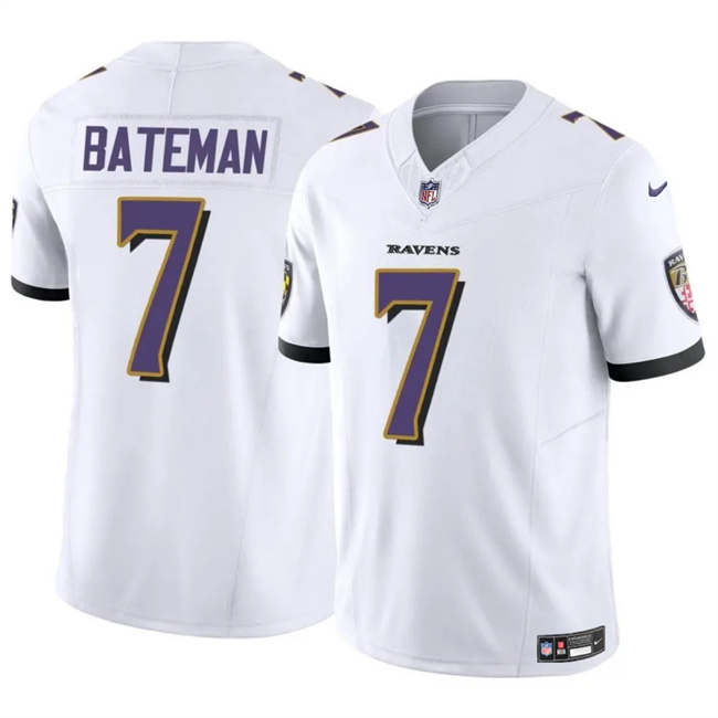 Personalized Men’s Baltimore Ravens #7 Rashod Bateman White 2023 F.U.S.E Limited Football Jersey