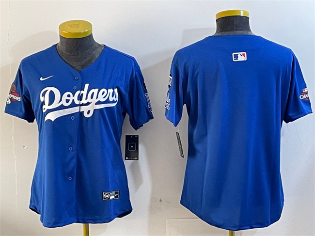 Personalized Women’s Los Angeles Dodgers Blank Royal 2024 World Series Champions With Fernando Memorial Patch Alternate Limited Stitched Baseball Jersey(Run Small)