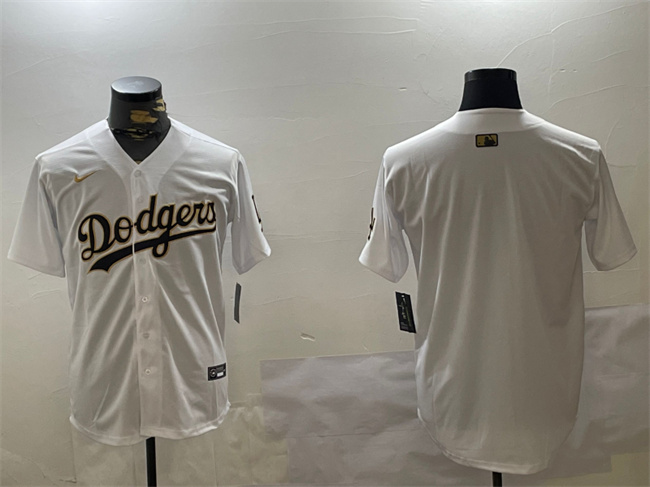 Personalized Men’s Los Angeles Dodgers Blank White Gold Home Limited Stitched Baseball Jersey
