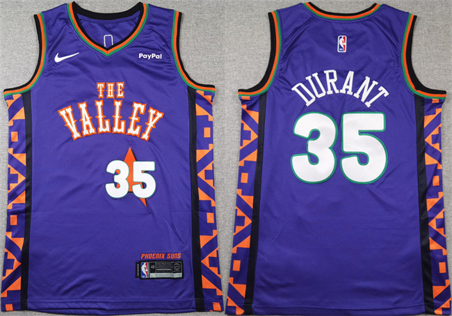 Personalized Men’s Phoenix Suns #35 Kevin Durant Purple 2024-25 City Edition Stitched Basketball Jersey