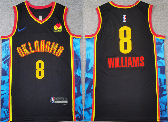 Personalized Men’s Oklahoma City Thunder #8 Jalen Williams Black 2024-25 City Edition Stitched Basketball Jersey