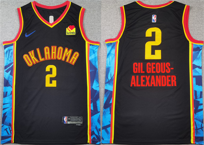 Personalized Men’s Oklahoma City Thunder #2 Shai Gilgeous-Alexander Black 2024-25 City Edition Stitched Basketball Jersey