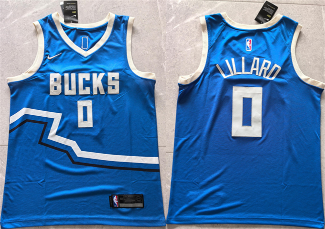 Personalized Men’s Milwaukee Bucks #0 Damian Lillard Royal 2024 City Edition Stitched Basketball Jersey