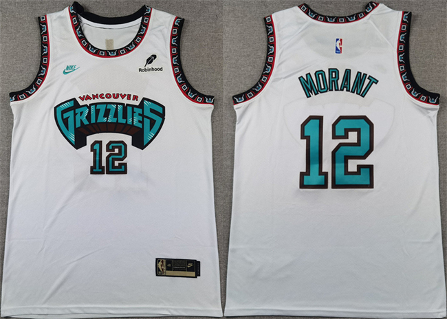 Personalized Men’s Memphis Grizzlies #12 Ja Morant White Stitched Basketball Jersey