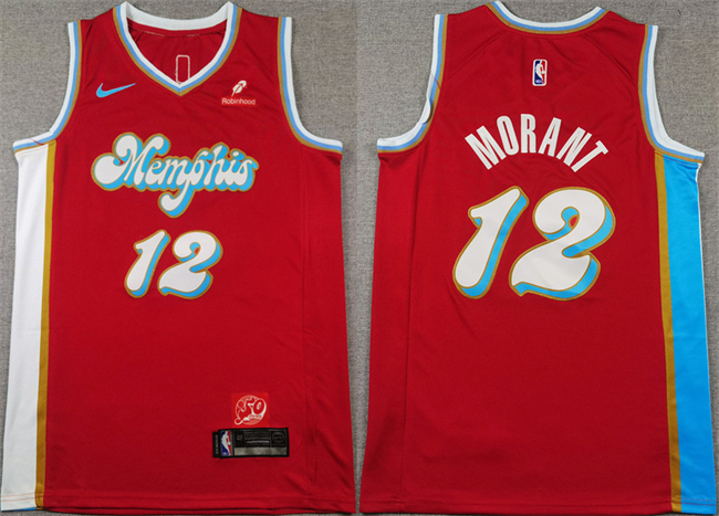 Personalized Men’s Memphis Grizzlies #12 Ja Morant Red 2024-25 City Edition Stitched Basketball Jersey