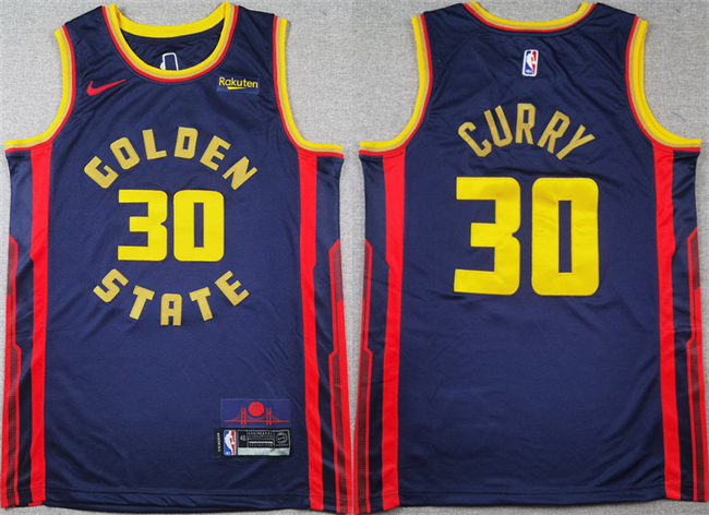 Personalized Men’s Golden State Warriors #30 Stephen Curry Navy 2024 25 City Edition Stitched Basketball Jersey