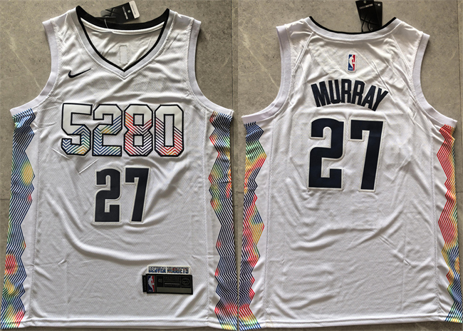 Personalized Men’s Denver Nuggets #27 Jamal Murray White 2024 City Edition Stitched Basketball Jersey