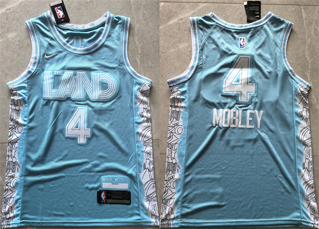 Personalized Men’s Cleveland Cavaliers #4 Evan Mobley Light Blue 2024 City Edition Stitched Jersey