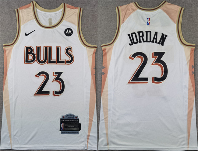 Personalized Men’s Chicago Bulls #23 Michael Jordan White 2024 City Edition Stitched Basketball Jersey