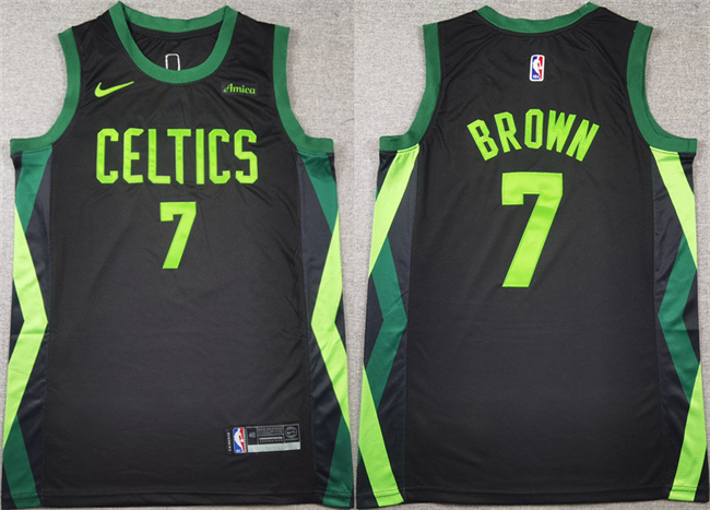 Personalized Men’s Boston Celtics #7 Jaylen Brown Black 2024 City Edition Stitched Basketball Jersey