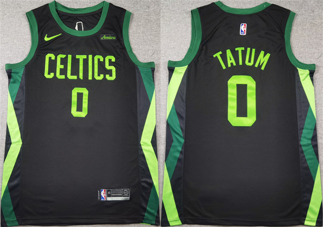 Personalized Men’s Boston Celtics #0 Jayson Tatum Black 2024-25 City Edition Stitched Basketball Jersey