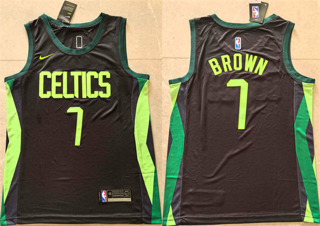 Personalized Men’s Boston Celtics #7 Jaylen Brown Black 2024-25 City Edition Stitched Basketball Jersey