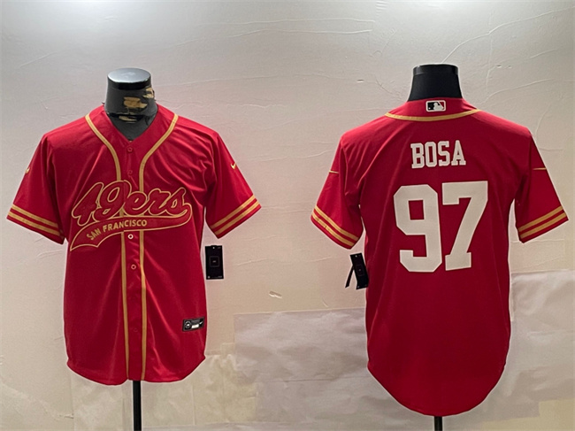 Personalized Men’s San Francisco 49ers #97 Nick Bosa Red Cool Base Stitched Baseball Jersey