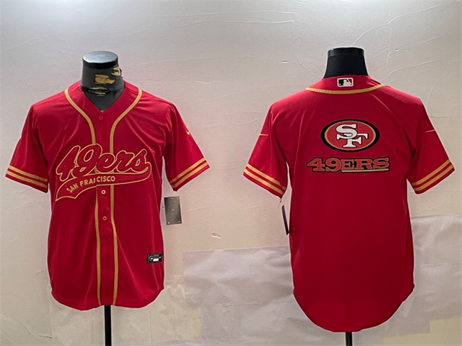Personalized Men’s San Francisco 49ers Team Big Logo Red Cool Base Stitched Baseball Jersey
