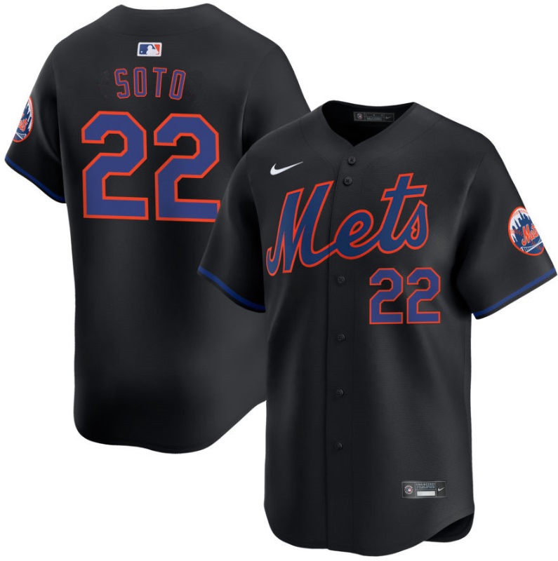 Personalized Men’s New York Mets #22 Juan Soto Black 2024 Alternate Limited Stitched Baseball Jersey