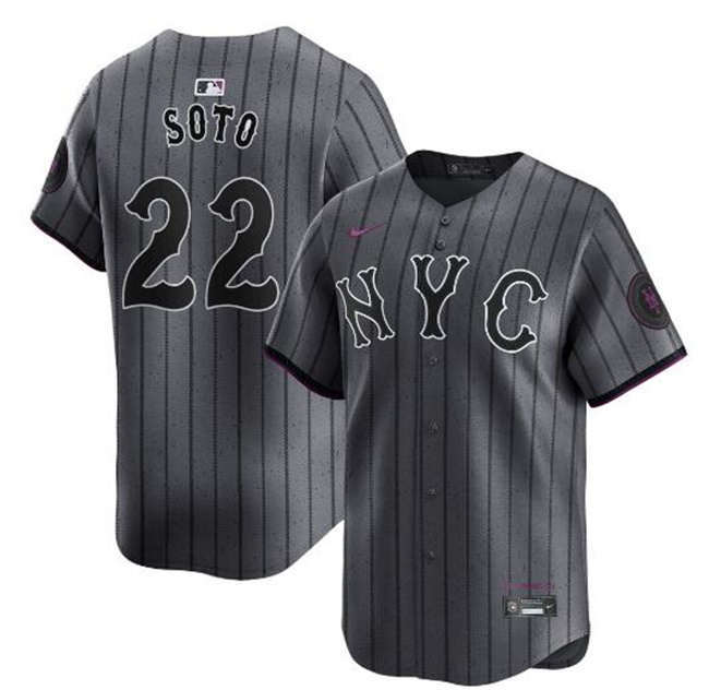 Personalized Men’s New York Mets #22 Juan Soto Graphite 2024 City Connect Limited Stitched Baseball Jersey