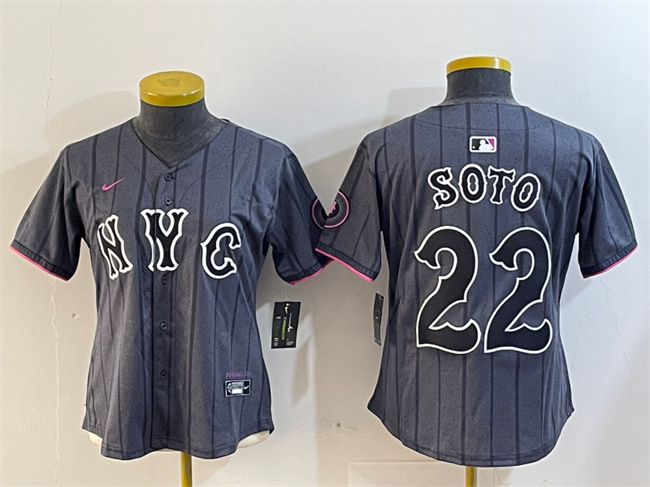 Personalized Women’s New York Mets #22 Juan Soto Graphite 2024 City Connect Limited Stitched Baseball Jersey(Run Small)