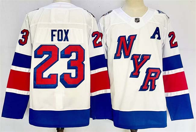 Personalized Men’s New York Rangers #23 Adam Fox White 2024-25 Stadium Series Stitched Jersey