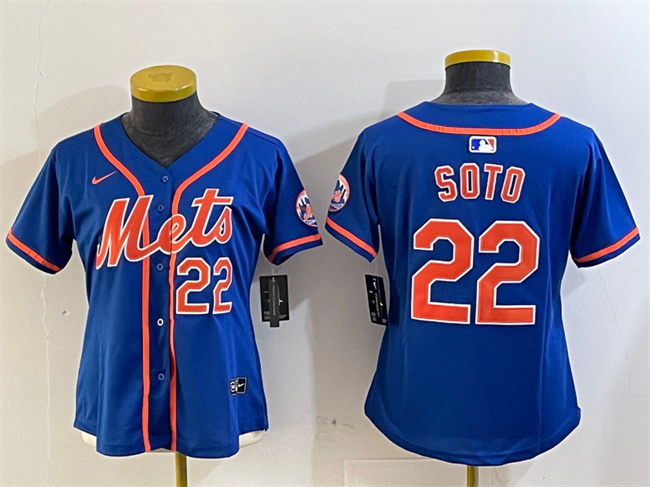 Personalized Women’s New York Mets #22 Juan Soto Royal 2024 Alternate Limited Stitched Baseball Jersey(Run Small)