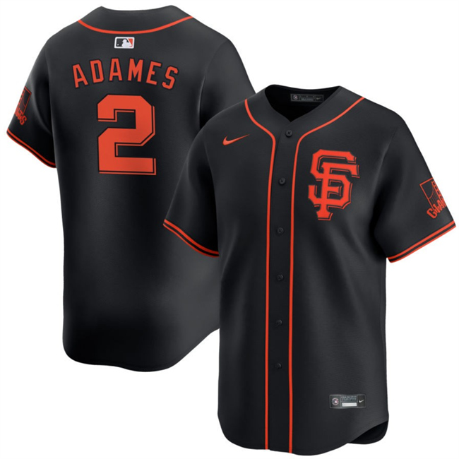 Personalized Men’s San Francisco Giants #2 Willy Adames Black 2024 Black AlternateLimited Stitched Baseball Jersey