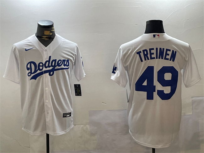 Personalized Men’s Los Angeles Dodgers #49 Blake Treinen White Cool Base Stitched Baseball Jersey