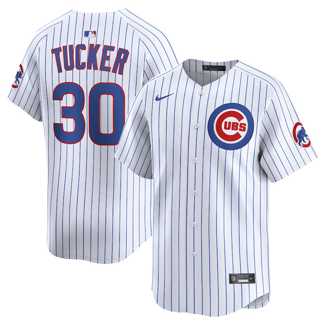 Personalized Men’s Chicago Cubs #30 Kyle Tucker White Home Limited Stitched Baseball Jersey