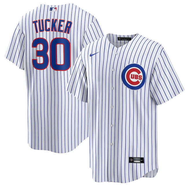 Personalized Men’s Chicago Cubs #30 Kyle Tucker White 2024 Cool Base Stitched Baseball Jersey