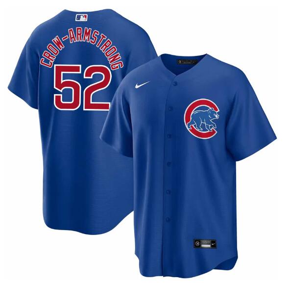 Personalized Men’s Chicago Cubs #52 Pete Crow-Armstrong Blue 2024 Cool Base Stitched Baseball Jersey