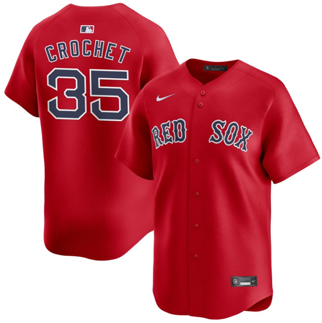 Personalized Men’s Boston Red Sox #35 Garrett Crochet Red 2024 Alternate Limited Stitched Baseball Jersey