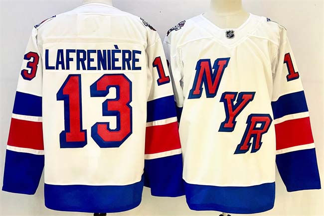 Personalized Men’s New York Rangers #13 Alexis Lafreniere White 2024-25 Stadium Series Stitched Jersey