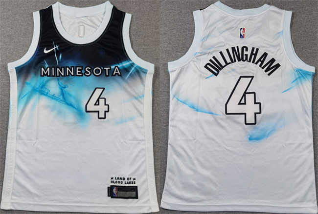 Personalized Youth Minnesota Timberwolves #4 Rob Dillingham White 2024 City Edition Stitched Jersey