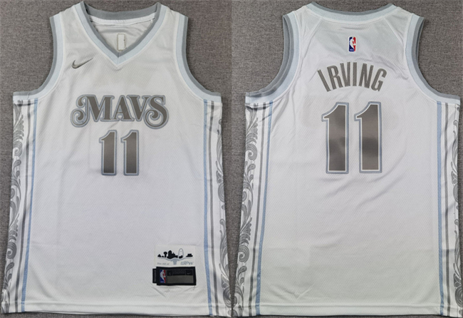 Personalized Youth Dallas Mavericks #11 Kyrie Irving White 2024 City Edition Stitched Basketball Jersey