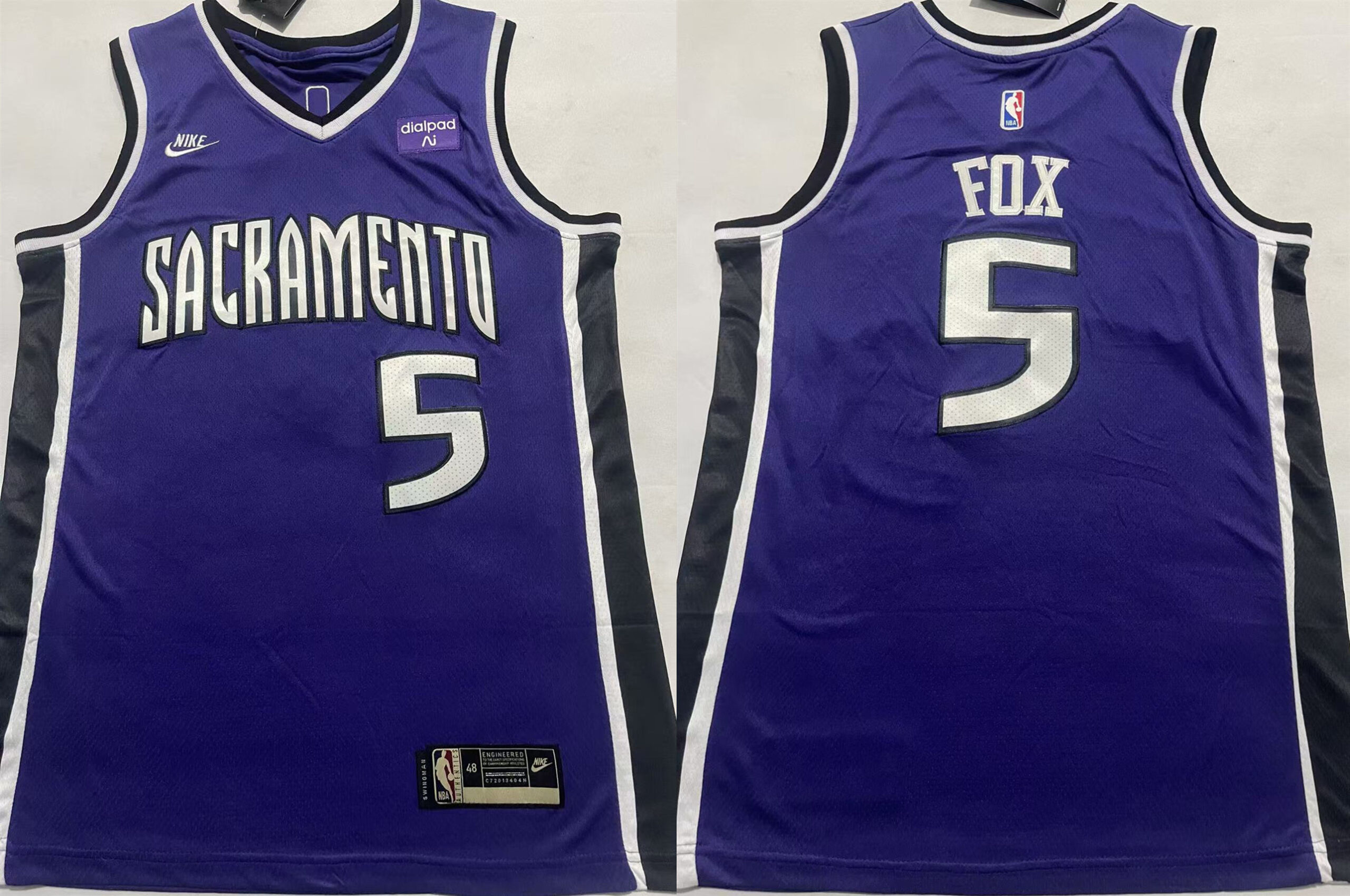 Personalized Men’s Sacramento Kings #5 De’Aaron Fox Purple Stitched Basketball Jersey