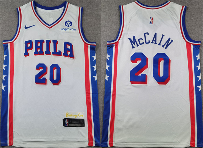 Personalized Men’s Philadelphia 76ers #20 Jared McCain White Association Edition Stitched Jersey