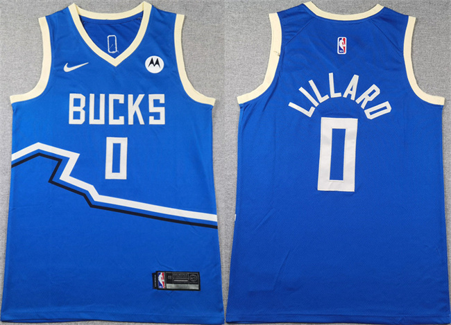 Personalized Men’s Milwaukee Bucks #0 Damian Lillard Royal 2024-25 City Edition Stitched Basketball Jersey