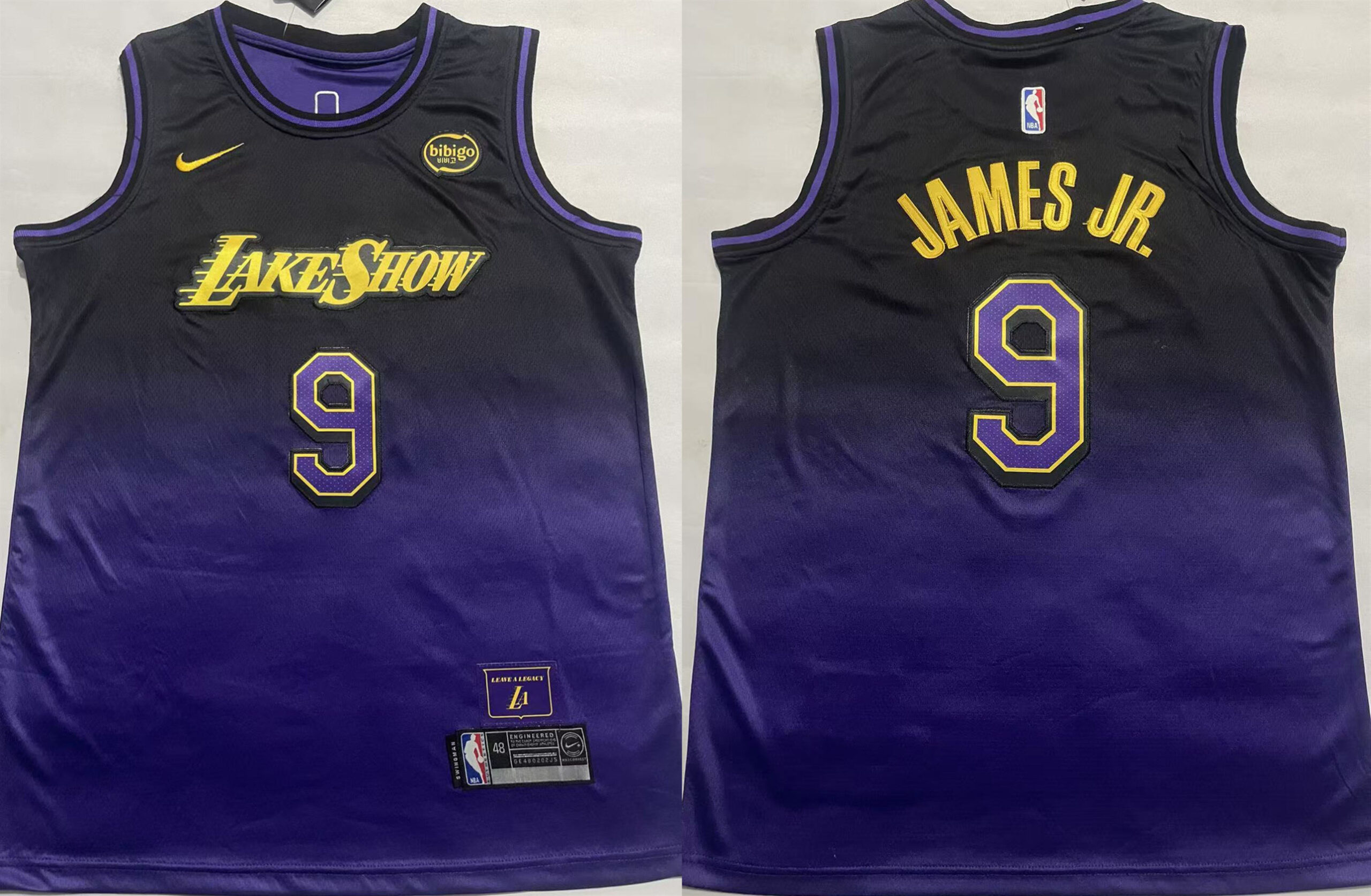 Personalized Men’s Los Angeles Lakers #9 Bronny James Purple 2024-25 City Edition Stitched Basketball Jersey
