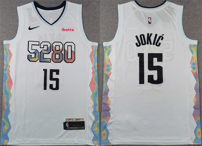 Personalized Men’s Denver Nuggets #15 Nikola Jokić White 2024 25 City Edition Stitched Basketball Jersey