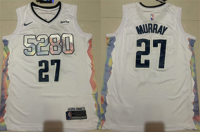 Personalized Men’s Denver Nuggets #27 Jamal Murray White 2024-25 City Edition Stitched Basketball Jersey