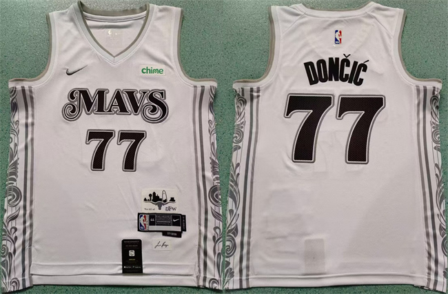 Personalized Men’s Dallas Mavericks #77 Luka Dončić White 2024 City Edition Stitched Basketball Jersey