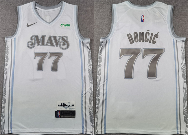 Personalized Men’s Dallas Mavericks #77 Luka Dončić White 2024-25 City Edition Stitched Basketball Jersey