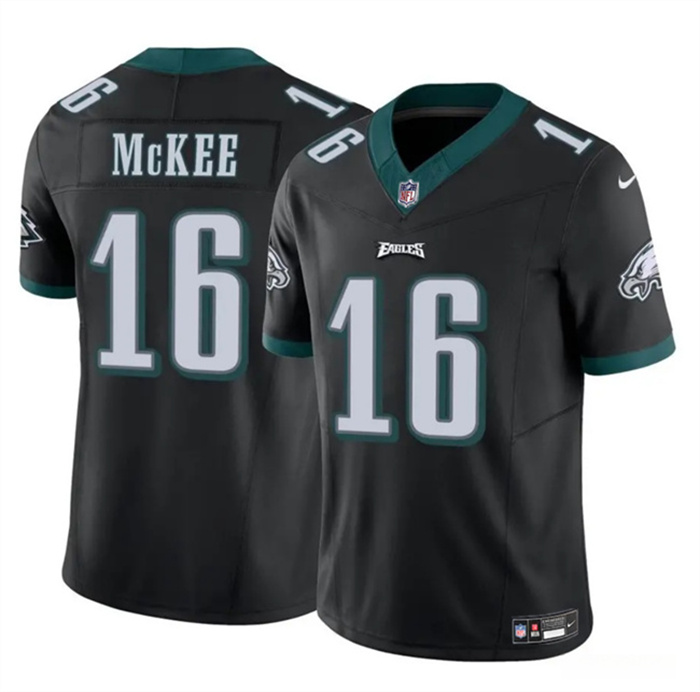 Personalized Men’s Philadelphia Eagles #16 Tanner McKee Black F.U.S.E. Untouchable Limited Stitched Football Jersey