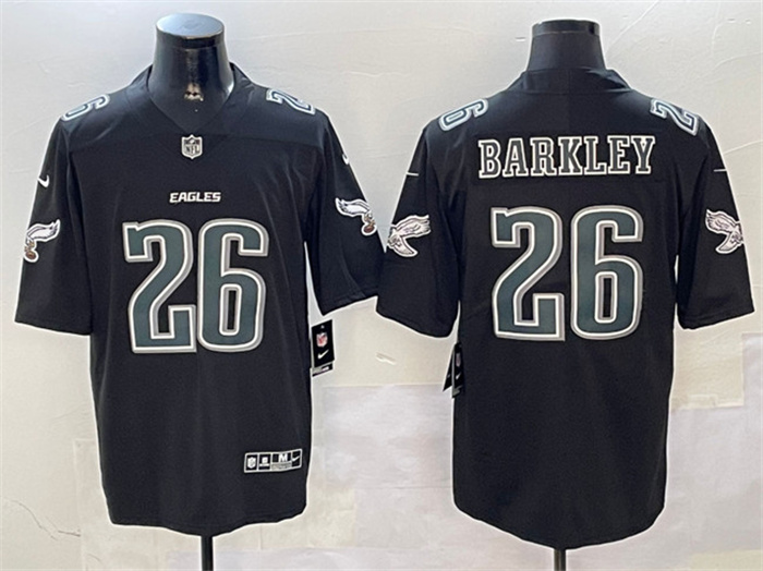 Personalized Men’s Philadelphia Eagles #26 Saquon Barkley Black Fashion Untouchable Limited Stitched Football Jersey