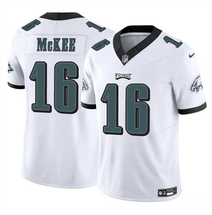 Personalized Men’s Philadelphia Eagles #16 Tanner McKee White 2024 F.U.S.E. Untouchable Limited Stitched Football Jersey
