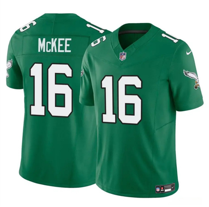 Personalized Men’s Philadelphia Eagles #16 Tanner McKee Kelly Green 2024 F.U.S.E. Untouchable Limited Stitched Football Jersey