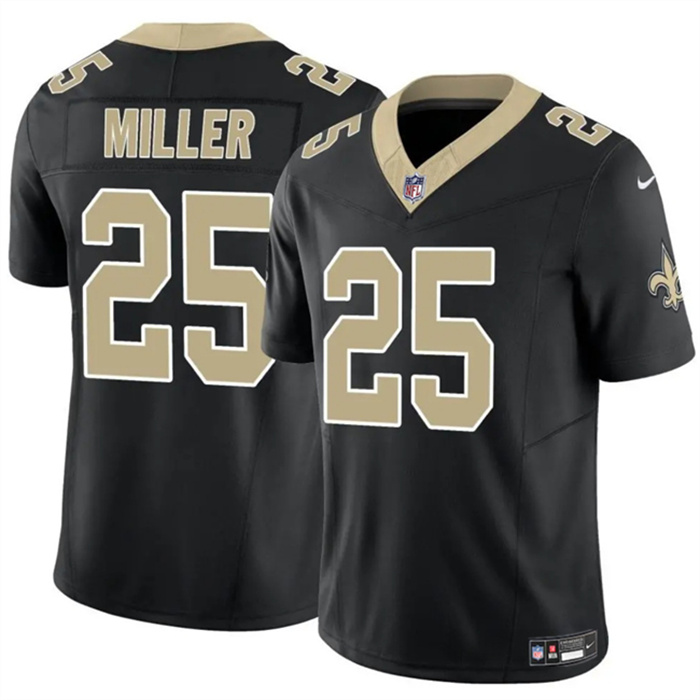 Personalized Men’s New Orleans Saints #25 Kendre Miller Black Limited Stitched Football Jersey