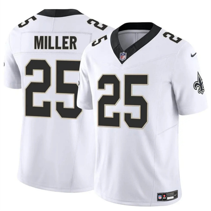 Personalized Men’s New Orleans Saints #25 Kendre Miller White Limited Stitched Football Jersey