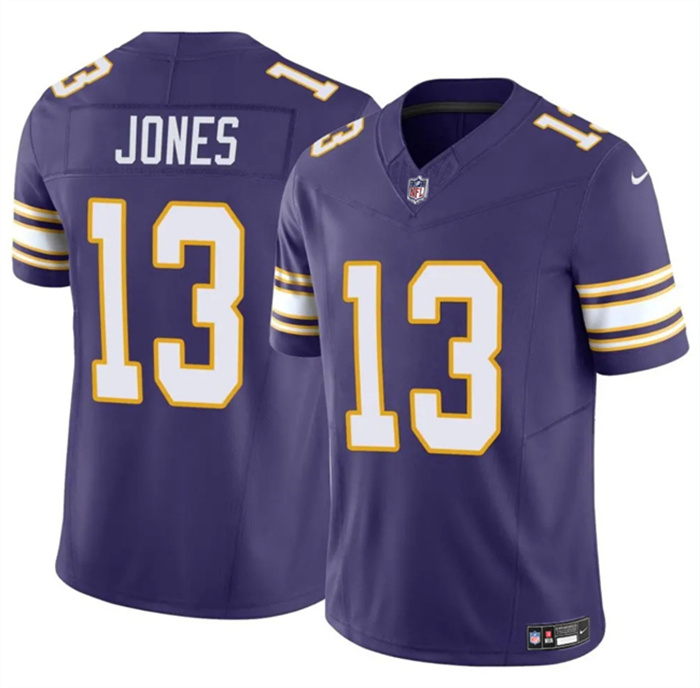 Personalized Men’s Minnesota Vikings #13 Daniel Jones Purple 2023 F.U.S.E. Throwback Untouchable Limited Stitched Jersey
